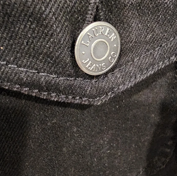 LRL Lauren Jeans Manhatten Denim Black Jean Jacket Womens Size M - Picture 12 of 16